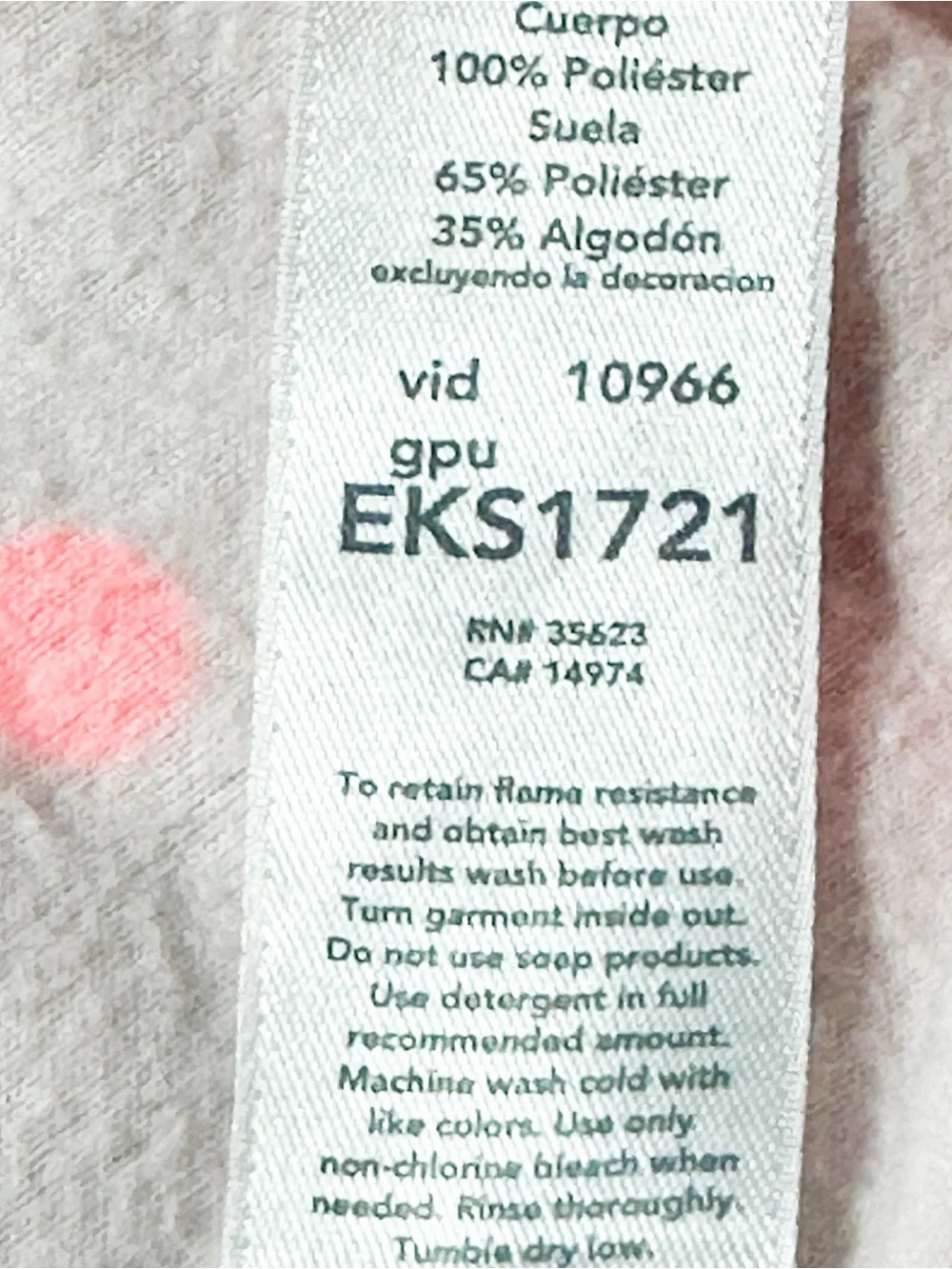 Carter’s Toddler 3T Pink Polka Dot Mouse Footed Fleece Pajamas